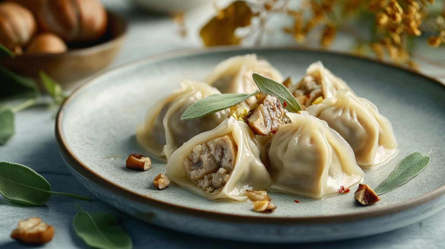 Raviolis vapeur farcis à la crème de marrons et ricotta